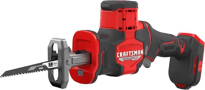 61Wh0C7dzAL._AC_SX679_.jpg CRAFTSMAN V20 Cordless Reciprocating Saw, 2,800 SPM, Bare Tool Only (CMCS340B) - Image 1