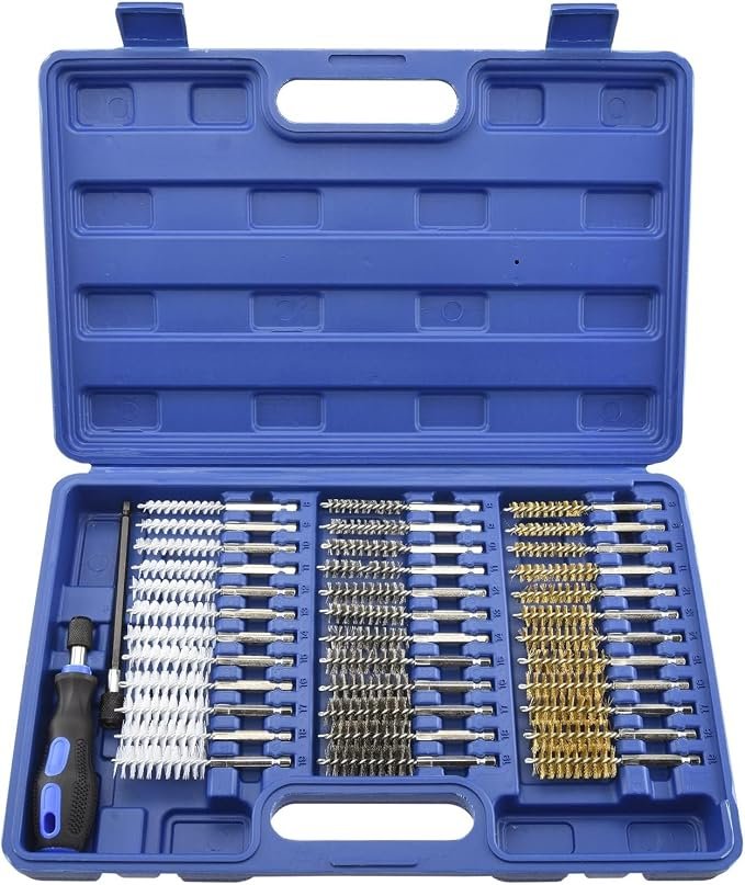 718SKkHnMOL._AC_SX679_.jpg NEIKO 00325A Wire Brush Drill Attachments with 1/4-Inch Hex Shank, SAE and MM Brushes Assortment, Mountable on Power Drill or Die Grinder, 38-Piece Set - Image 1