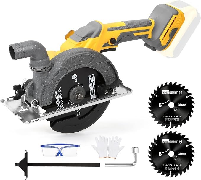 71CEF4KfbyL._AC_SX679_.jpg Circular Saw for De-Walt 20V Max Battery, 6-Inch Brushless Cordless Circular Saw, 6900 RPM, 0-45° Bevel, Power Tool for Wood PVC Cutting (Battery Not Included) - Image 1