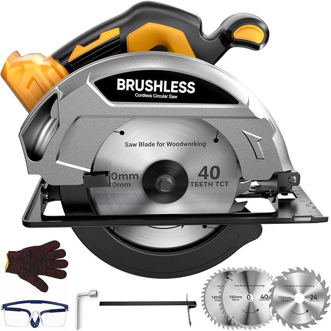 71MoaCGsdCL._AC_SX679_.jpg 7 Inch Cordless Circular Saw Compatible with DeWalt 20V Battery (Tool Only) - Image 1