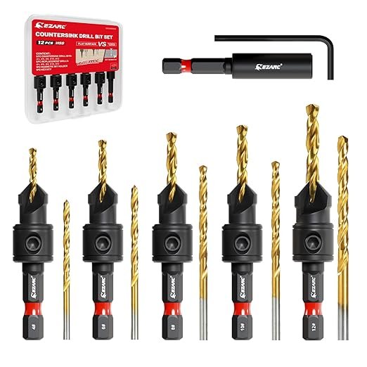 71cKiAWKxL._SX522_.jpg EZARC Countersink Drill Bit Set, 12PCS 2-Flute Adjustable Bits for Wood - Image 1