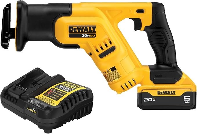 71ea06iQEWL._AC_SX679_.jpg DEWALT 20V MAX* Cordless Reciprocating Saw Kit, 5 Amp-Hour Battery (DCS387P1) - Image 1