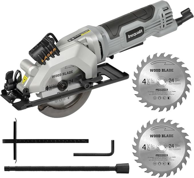 71vX1jU1ddL._AC_SX679_.jpg 4A Mini Circular Saw Corded Compact Saw with Laser Guide - Image 1