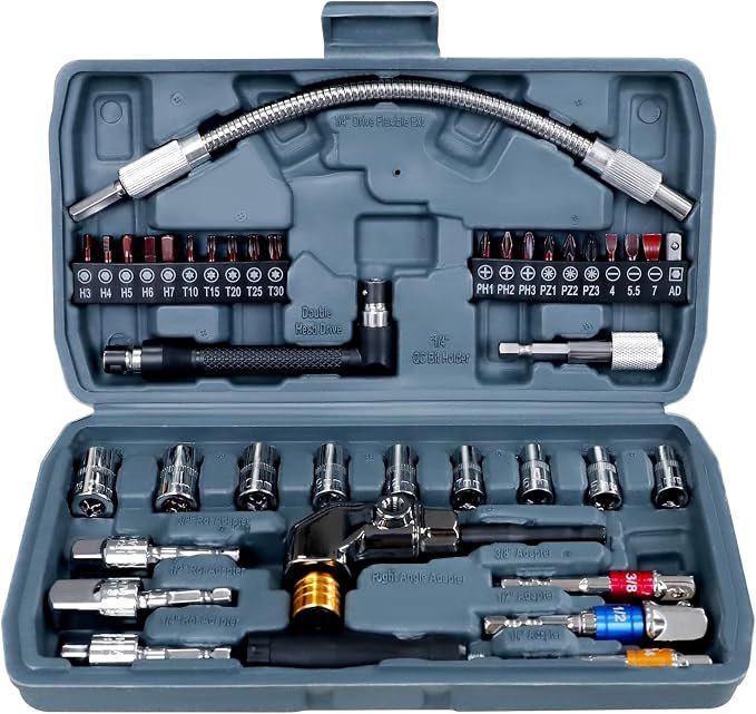 71yWT-kko1L._AC_SX679_.jpg 39-Piece Flexible Drill Bit Extension Set - Image 1