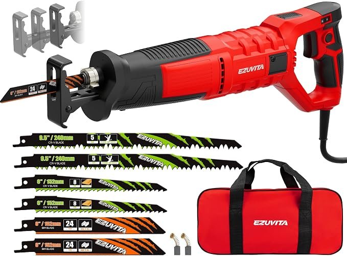 81BMNAkP2CL._AC_SX679_.jpg 7 Amp Corded Reciprocating Saw for Wood, Metal, PVC & Tree Pruning - Image 1