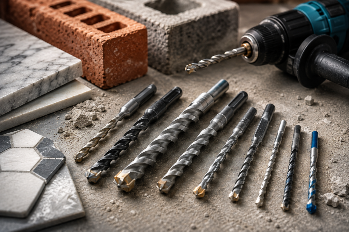 Masonry Drill Bits on Dusty Workbench