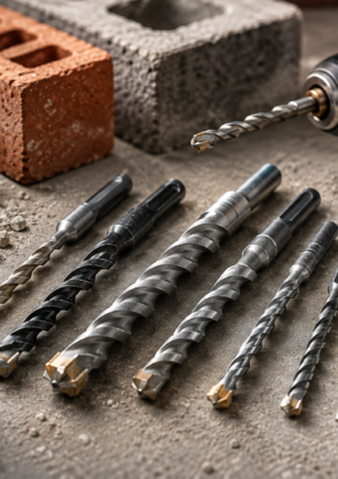 Masonry Drill Bits on Dusty Workbench